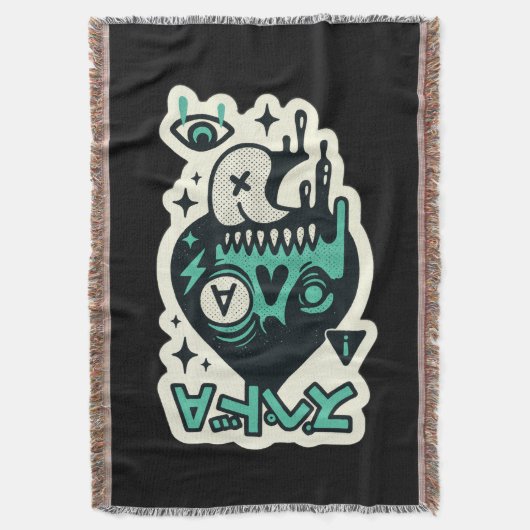 Ace of Spades — Drip-Skull Katakana Deken (Voorkant Verticaal)