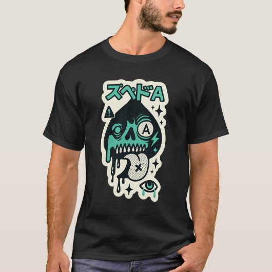Ace of Spades — Drip-Skull Katakana T-shirt (Voorkant)