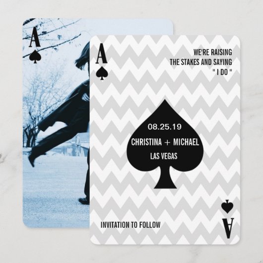 Ace of Spades Modern Chic Photo Save the Date (Voorkant / Achterkant)