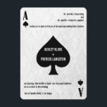 Ace of Spades Modern Chique bruiloft uitnodiging<br><div class="desc">Geweldig voor uw Casino / Las Vegas / Monte Carlo thema bruiloft of andere viering. Alle standaardtekst (voorbeeldinfo) kan volledig worden aangepast met uw eigen formuleringen en u kunt ook de lettertypen, maten en kleuren van de tekst wijzigen. Als u alleen de tekst wilt wijzigen, gebruikt u de optie Personaliseren....</div>