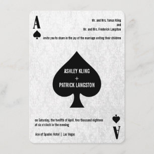 Ace of Spades Modern Chique bruiloft uitnodiging