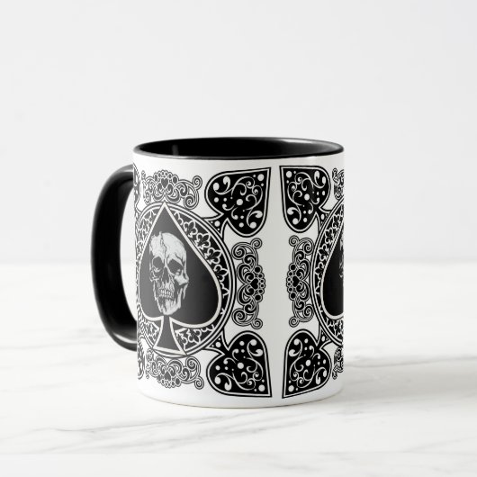 Ace of Spades Skull Coffee Mok (Voorkant links)