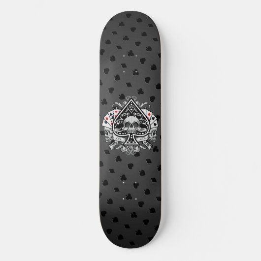 Ace of Spades Skulls die kaarten spelen Gambler Persoonlijk Skateboard (Voorkant)
