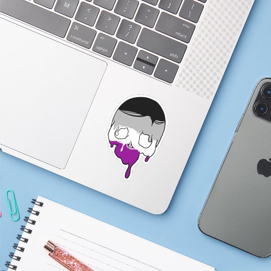 Ace Pride druppelende schedel Sticker (Laptop met iPhone)