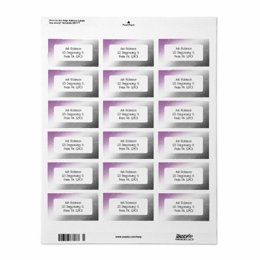 Ace Pride Glitter Sparkle Gradient Abstract Paars Etiket (Full Sheet)