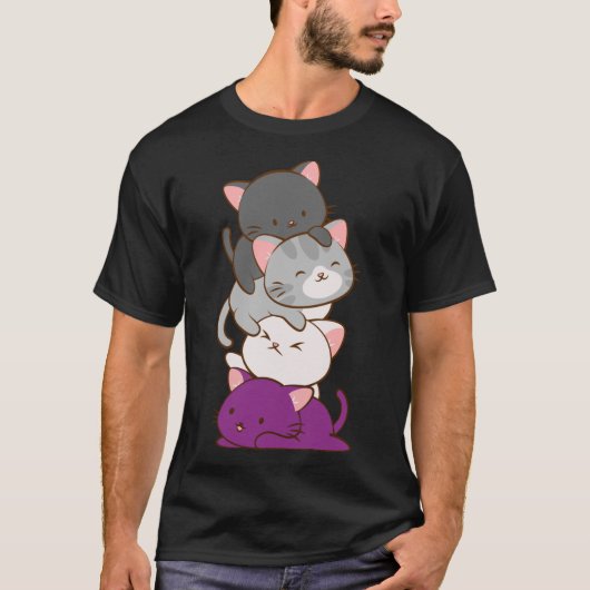 Ace Pride Kawaii Cats LGBTQ Asexual Classic T-Shir T-shirt (Voorkant)