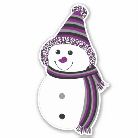 Ace Pride Snowman Snowperson Paars Grey White Sticker (Voorkant)
