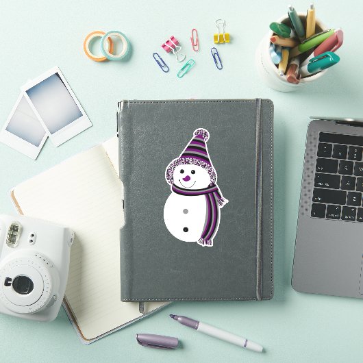 Ace Pride Snowman Snowperson Paars Grey White Sticker (iPad Cover)