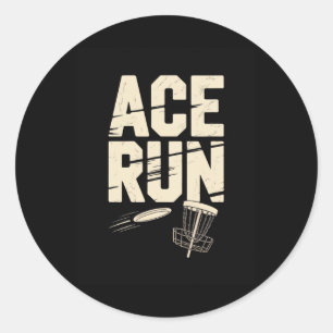 Ace Run Disc Golf Frisbee Sket Kettingen Retro  Ronde Sticker