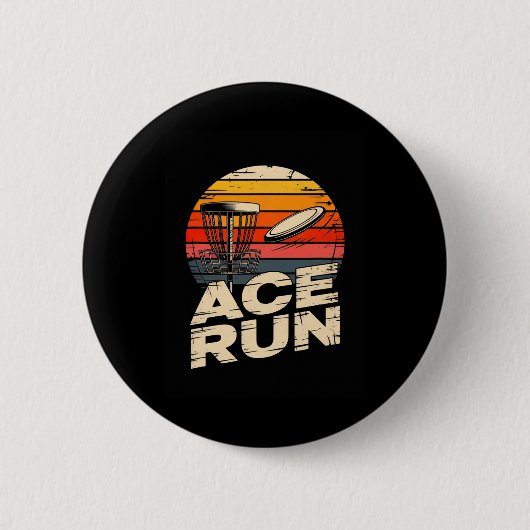 Ace Run Retro Disc Golf Sket Ace Run Zonsondergang Ronde Button 5,7 Cm (Voorkant)