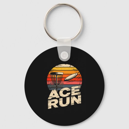 Ace Run Retro Disc Golf Sket Ace Run Zonsondergang Sleutelhanger (Voorkant)