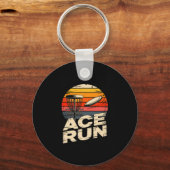 Ace Run Retro Disc Golf Sket Ace Run Zonsondergang Sleutelhanger (Voorkant)