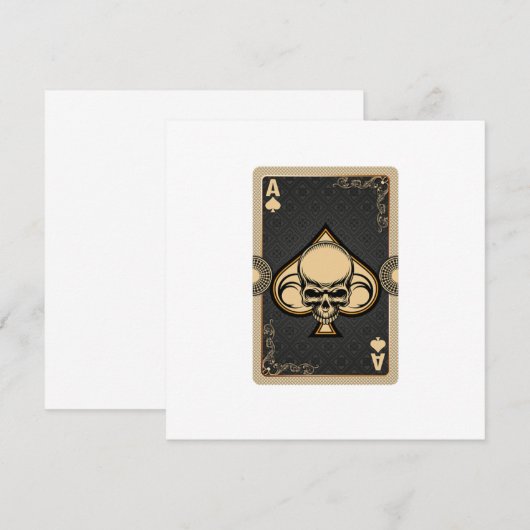 Ace Spades Skull Cards Poker Casino Player Gamblin Kaart (Voorkant / Achterkant)