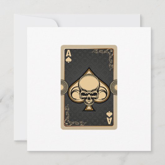 Ace Spades Skull Cards Poker Casino Player Gamblin Kaart (Voorkant)