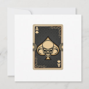 Ace Spades Skull Cards Poker Casino Player Gamblin Kaart