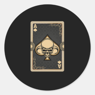 Ace Spades Skull Cards Poker Casino Player Gamblin Ronde Sticker