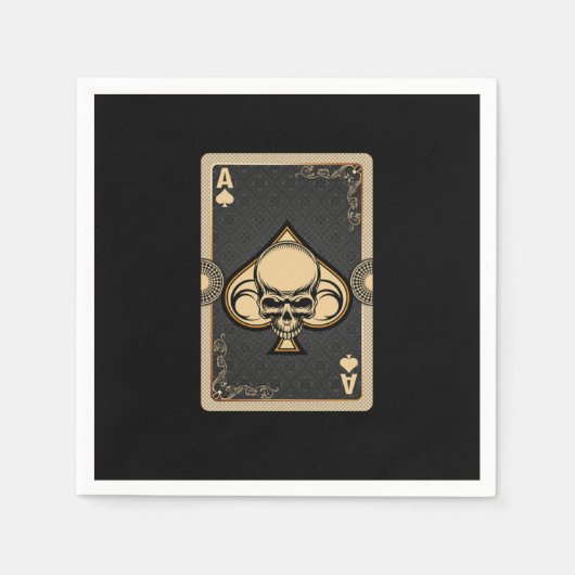 Ace Spades Skull Cards Poker Casino Player Gamblin Servet (Voorkant)