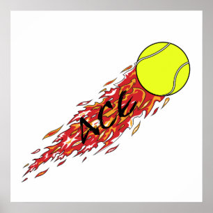 ace tennis ball over brandvuur poster