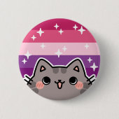 Aceflux LGBT Pride Flag Cat Button (Voorkant)
