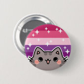 Aceflux LGBT Pride Flag Cat Button (Voorkant /achterkant)