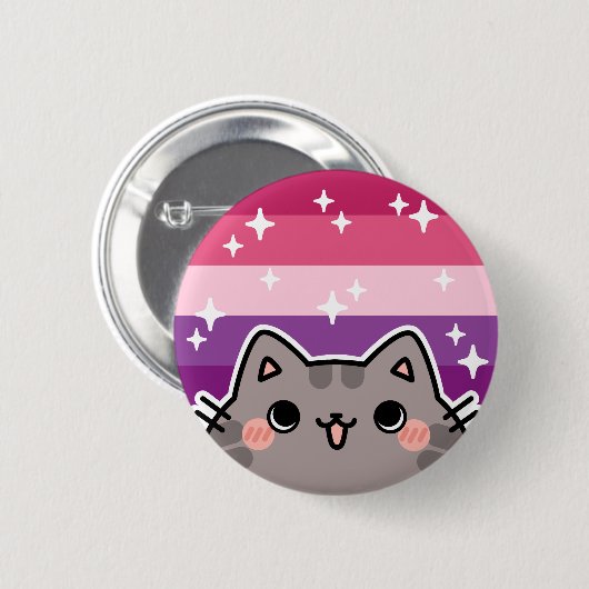 Aceflux LGBT Pride Flag Cat Button (Voorkant /achterkant)