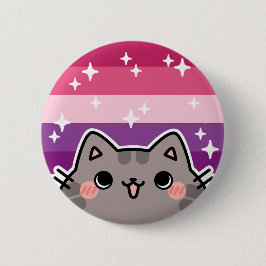 Aceflux LGBT Pride Flag Cat Button