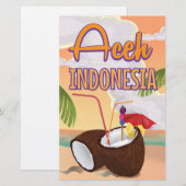 Aceh Indonesië vintage reisposter Briefpapier (Voorkant / Achterkant)