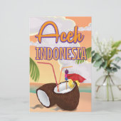 Aceh Indonesië vintage reisposter Briefpapier (Staand voorkant)