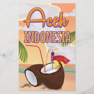 Aceh Indonesië vintage reisposter Briefpapier