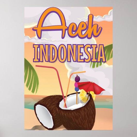 Aceh Indonesië vintage reisposter Poster (Voorkant)