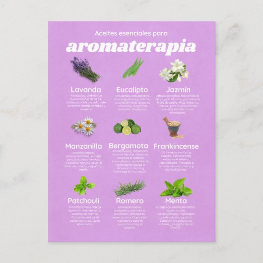 Aceites esenciales aromaterapia español lavanda briefkaart (Voorkant)