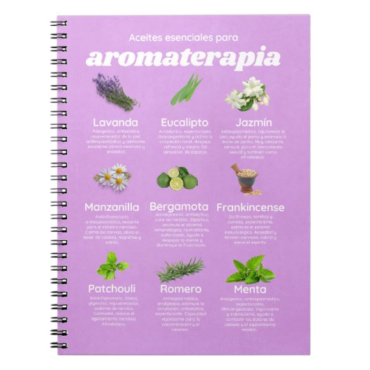 Aceites esenciales aromaterapia español lavanda notitieboek (Voorkant)
