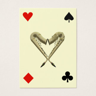ACEO ATC Saxofoons van Harten Diamant, Spade, Club Visitekaartjes