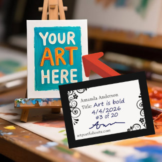 ACEO Template Elegant Professional Artist ATC Info Visitekaartje