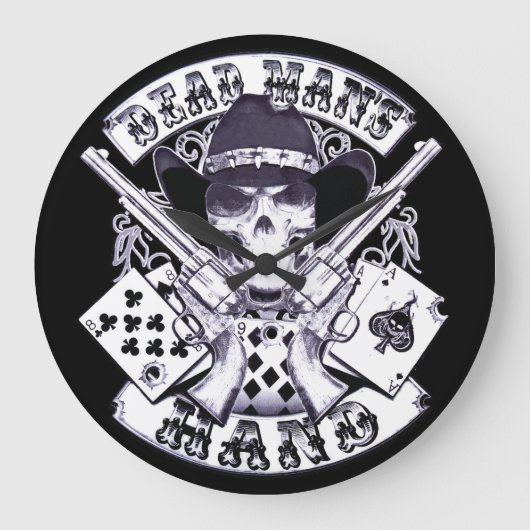 Aces and Eights Cowboy Skull Grote Klok (Voorkant)