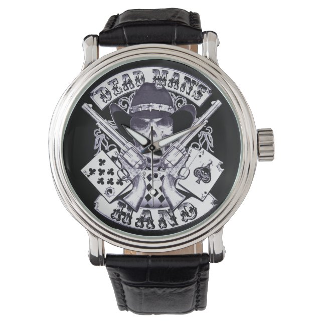 Aces and Eights Cowboy Skull Horloge (Voorkant)