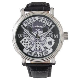 Aces and Eights Cowboy Skull Monogram Horloge