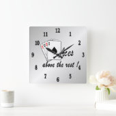 Aces boven de Rest Silver Vierkante Klok (Huis)