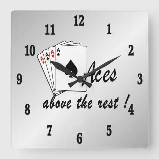 Aces boven de Rest Silver Vierkante Klok (Voorkant)