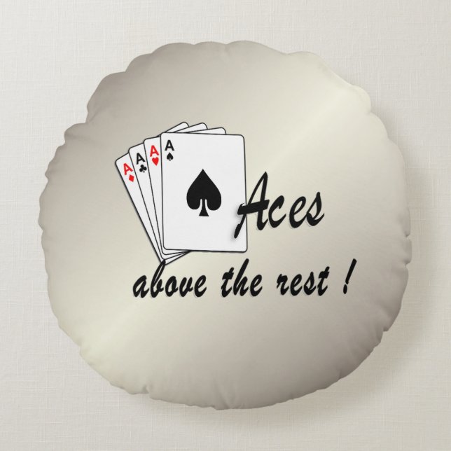 Aces boven de rest van het Antiek goud Rond Kussen (Voorkant)