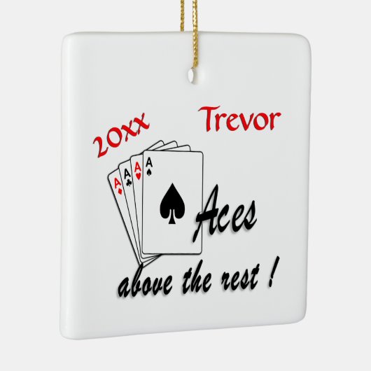 Aces boven de rustnaam op datum keramisch ornament (Rechts)