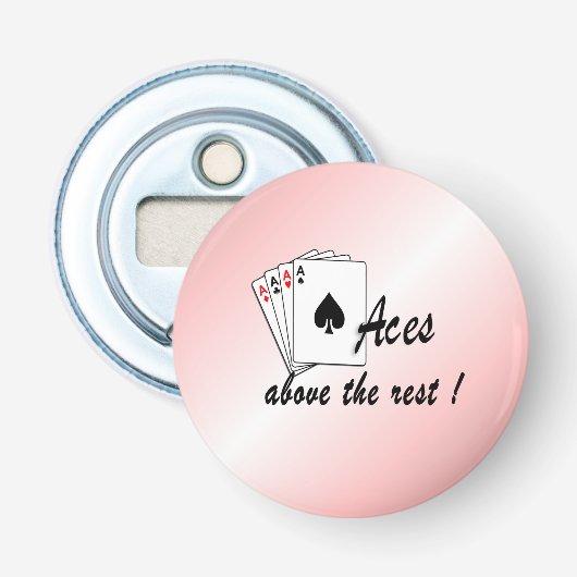 Aces boven het Rest Red Button Flesopener (Voorkant)
