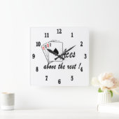 Aces boven het Rest White Vierkante Klok (Huis)