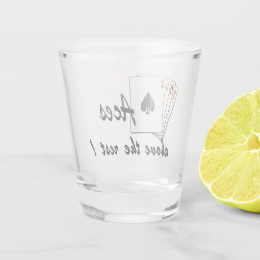 Aces boven het rustglas shot glas (Achterkant)