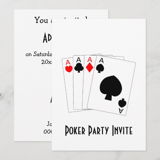 Aces Design Poker Party Kaart (Voorkant / Achterkant)