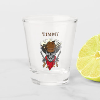 Aces n acht dode Man cowboy schedel met naam Shot Glas