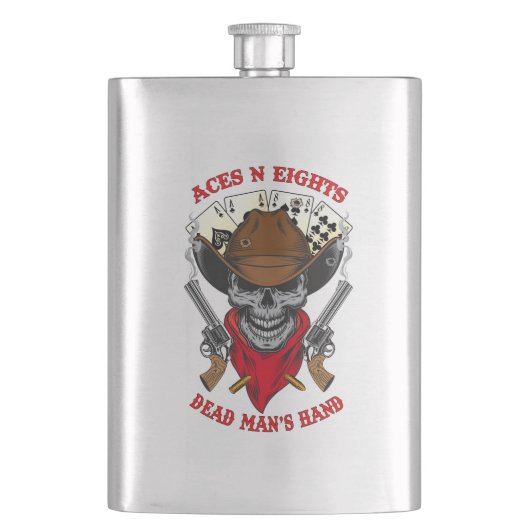Aces N Eight Dead Man Hand Cowboy Skull Flacon (Voorkant)