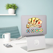 Aces poker chips snel en los sticker (Laptop op bureau)