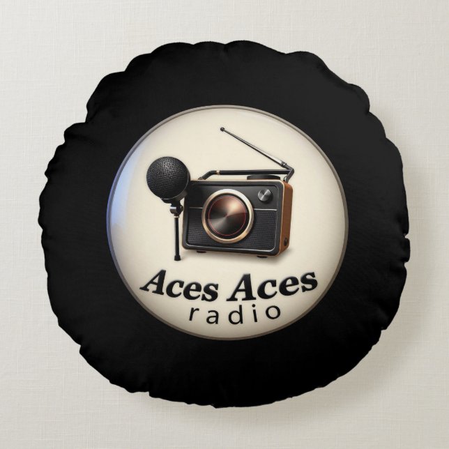 Aces retro rond kussen (Voorkant)