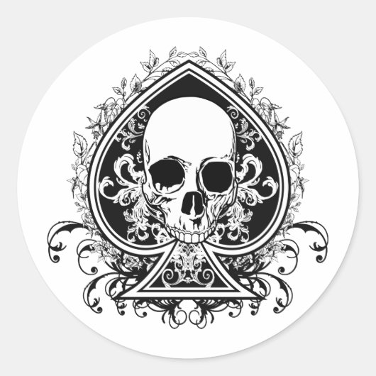 Aces Skull Ronde Sticker (Voorkant)
